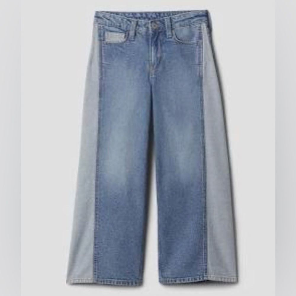 Gap Girls Size 12 High Rise Wide Leg Panel Denim Jeans EUC